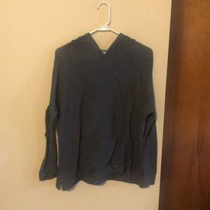 Grey Long-Sleeved Hooded Tee with Pockets